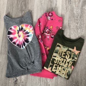 Lot of Garanimals Tops-2 Long Sleeve & 1 Pink Floral Crewneck Sweatshirt Size 4T